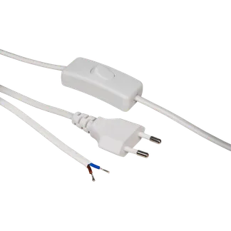 Euro-Netzkabel McPower mit Schnurschalter und blanken Enden, 2m, weiß, Kupfer Euro-Netzkabel McPower mit Schnurschalter und blanken Enden, 2m, weiß, Kupfer