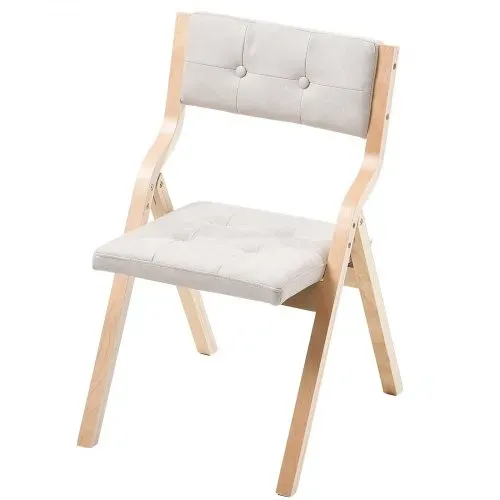 VEVOR Klappstuhl Gartenstuhl mit gepolstertem Kissen & Holzrahmen 4 Stk. moderner Esszimmerstuhl für Küche Büro Party, Küchenstuhl bis 180 kg belastbar (pro) faltbar Beige + weiß platzsparend – Bild 9