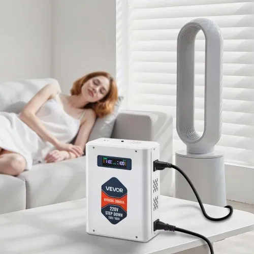 VEVOR Abwärtsspannungswandler Abwärts, 3000 VA, Hochleistungs-Konverter, 220 V auf 110 V Leistungstransformator, mit 2 US-Steckdosen, USB-Ausgang, LCD-Display, Temperaturschutz, für 110-V-Geräte – Bild 7