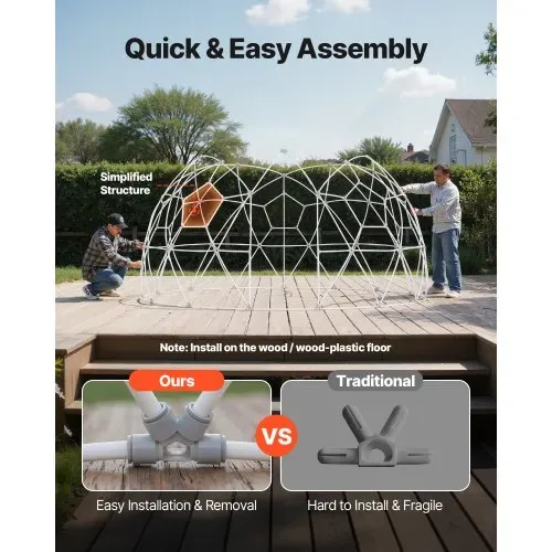 VEVOR Gartenkuppel, 3,6 x 2,2 m großes transparentes Blasenzelt für 4–7 Personen, geodätisches Kuppelgewächshaus mit Fenster, PVC-Zelt für Hinterhof, Terrasse, Camping, Party, Hochzeit – Bild 5