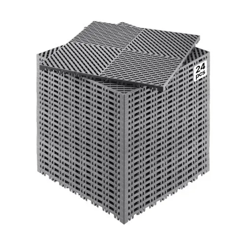 VEVOR ineinandergreifende Drainagematte, 15,7 x 15,7 Zoll, modulares ineinandergreifendes Kissen, 24-teiliges Spleiß-Drainagematten, rutschfeste graue PP-Drainage-Bodenfliesen und Duschmatte, für Garage, Garten, Küche und Außenbereich VEVOR ineinandergreifende Drainagematte, 15,7 x 15,7 Zoll, modulares ineinandergreifendes Kissen, 24-teiliges Spleiß-Drainagematten, rutschfeste graue PP-Drainage-Bodenfliesen und Duschmatte, für Garage, Garten, Küche und Außenbereich
