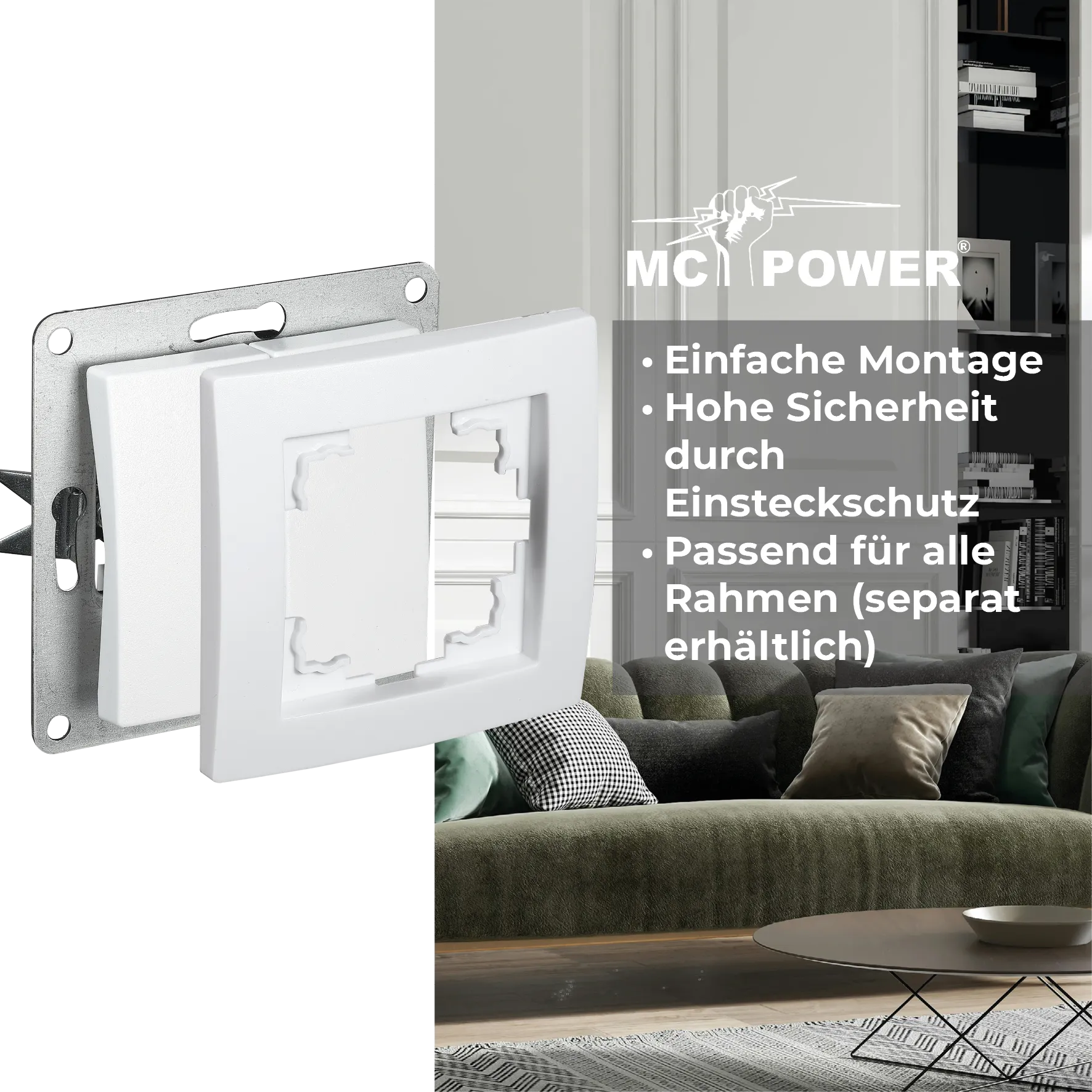 Serien-Schalter McPower ''Flair'', 2-fach, 250V~/10A, UP, weiß – Bild 4