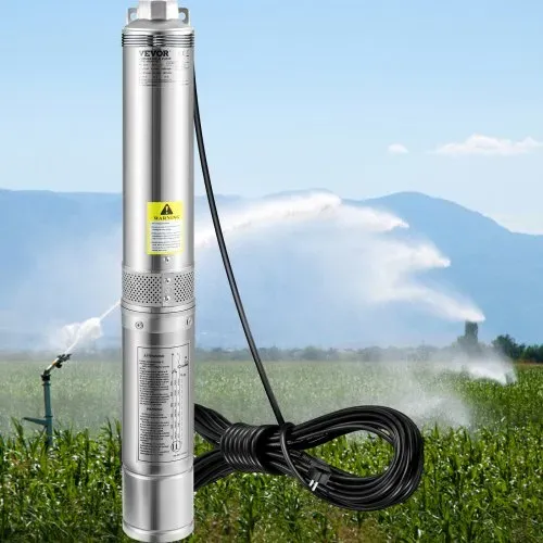 VEVOR 88,9 mm Tiefbrunnenpumpe 750W Brunnenpumpe 105L/min Tauchpumpe max. Förderhöhe 62m Rohrpumpe 230V 50Hz Sandpumpe IP68 Wasserpumpe mit 20m Kabel Pumpe Ideal zur Bewässerung oder Wasser-Versorgung – Bild 7