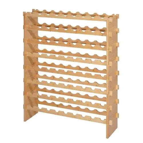 VEVOR stapelbares modulares Weinregal für 72 Flaschen, 8-stöckig, Flaschenregal mit 80 kg Gesamtbelastbarkeit, wackelfrei, Weinflaschenständer für Küche Weinkeller Bar, Weinflaschenhalter Natur – Bild 9