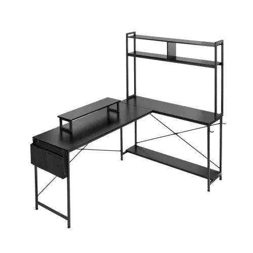 VEVOR Gaming Tisch L-Form 1,7 m, Gamertisch mit Monitorständer & Verschiebbarem CPU-Ständer, Ecktisch 68 kg Tragfähigkeit, Eckschreibtisch Computertisch, Arbeitsstation für Homeoffice – Bild 9