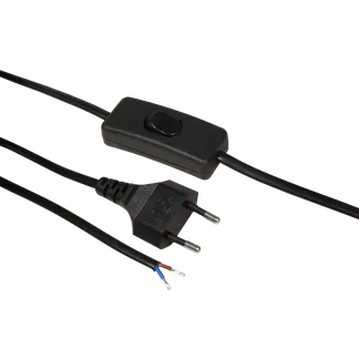 Euro-Netzkabel McPower mit Schnurschalter und blanken Enden, 2m, schwarz Euro-Netzkabel McPower mit Schnurschalter und blanken Enden, 2m, schwarz