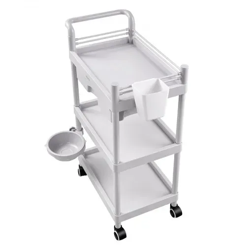 VEVOR Medizinwagen 50 kg Laborwagen Medizinischer Servicewagen 60x34x88 cm, Transportwagen für Klinik Krankenhaus Schönheitssalon Labor, Kosmetikwagen mit Ablageflächen, Schublade, Rollen, PP-Material – Bild 9