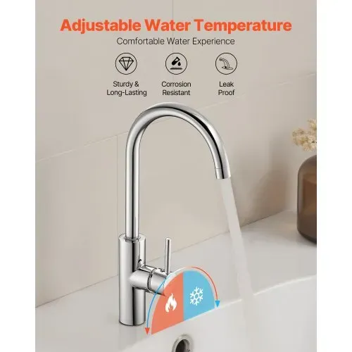 VEVOR berührungsloser Waschtischhahn (verchromtes Silber) Badezimmer, automatische Waschtischarmatur, manueller Sensorhahn, Spültischhahn Wasserhahn Toilettenhahn Waschbeckenarmatur Einhebelmischer – Bild 3