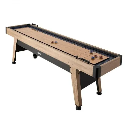 VEVOR Shuffleboard-Tisch 2,7 m mit 8 Pucks für das Spielzimmer zu Hause, Kratzfeste Spielfläche für Flüssiges und Schnelles Puckspiel, Sockelbeine mit Nivellierfüßen für Stabilität, Wachs und Bürste – Bild 10