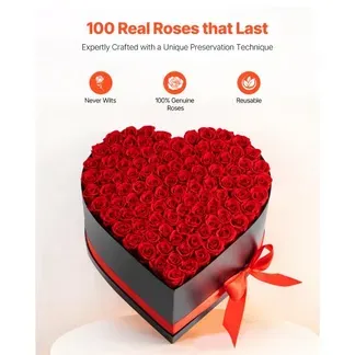 VEVOR 100 Stk. Ewige Rosen in Herzform Box, konservierter Blumenstrauß, Blumen Geschenkbox für ihre Frau, Mütter, Liebespartner, zur Hochzeit, zum Muttertag, Valentinstag, Weihnachten, Rot VEVOR 100 Stk. Ewige Rosen in Herzform Box, konservierter Blumenstrauß, Blumen Geschenkbox für ihre Frau, Mütter, Liebespartner, zur Hochzeit, zum Muttertag, Valentinstag, Weihnachten, Rot