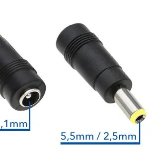 Netzteil Adapter Stecker / Buchse Stecker 5,5/2,5mm auf Buchse 5,5/2,1mm Netzteil Adapter Stecker / Buchse Stecker 5,5/2,5mm auf Buchse 5,5/2,1mm