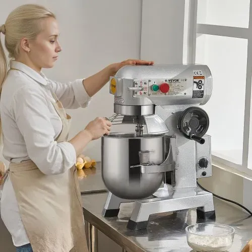VEVOR Kommerzieller Küchenmixer, 18,7 l kommerzieller Standmixer mit 3 einstellbaren Geschwindigkeiten, 1100 W Teigmixer mit Edelstahlschüssel und 3 Mixaufsätzen, ideal für Restaurant, Bäckerei, Konditorei, Café – Bild 7