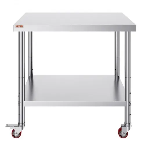 VEVOR Arbeitstisch 91 x 76 x 82 cm Edelstahl Catering Arbeitstisch etwa 160 kg für Belastbarkeit Lebensmittel Zubereitungstisch Gewerbliche Arbeitstisch für Küche Bar Restaurantar 4 verstellbare Füße – Bild 9