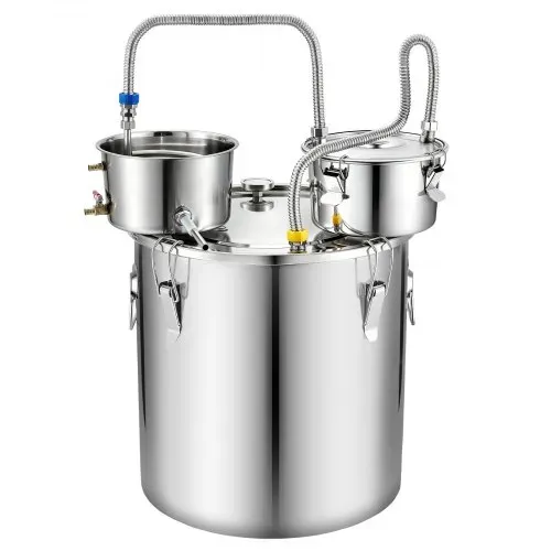 VEVOR Distillieranlage 50 L mit Thumper-Fass Wasserpumpe Thermometer Silber, Destillationsset mit Doppelskala-Thermometer für Whisky, Wein und Brandy, Destillierer-Heimbrauset für Hobby und Küche – Bild 9