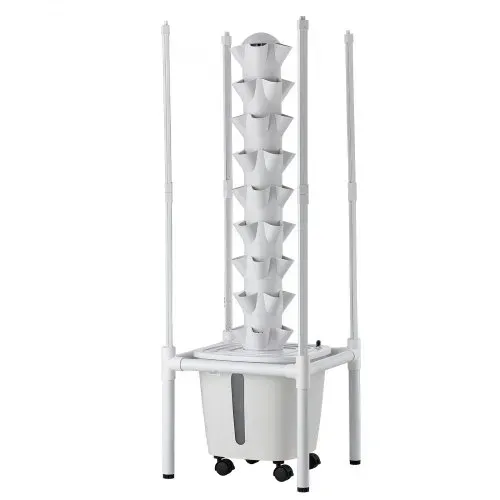 VEVOR Hydroponischer Turm 45 Pods, Hydrotower 9 Ebenen, Hydroponik-Anbausystem mit LED-Pflanzenlampe, App-Steuerung & Rädern, 20-L-Wassertank & Pumpe, Hydroponic Tower für Kräuter, Obst & Gemüse – Bild 10