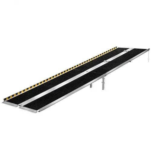 VEVOR Rollstuhlrampe Faltbar 3045x745mm, 362,9kg Belastbare Schwellenrampe mit Rutschfester Oberfläche & 170-400mm Verstellbaren Stützfüßen, Tragbare Auffahrrampe für Rollstuhl Türschwelle Bordsteine – Bild 9