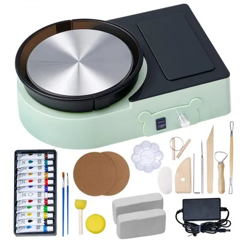 VEVOR Mini Töpferscheibe Maschine 158 mm Drehteller mit einstellbarer Rotationsgeschwindigkeit, elektrische Tonscheibe mit Tonformungswerkzeugen, geeignet für Heimwerken Töpferkurse, Grün VEVOR Mini Töpferscheibe Maschine 158 mm Drehteller mit einstellbarer Rotationsgeschwindigkeit, elektrische Tonscheibe mit Tonformungswerkzeugen, geeignet für Heimwerken Töpferkurse, Grün