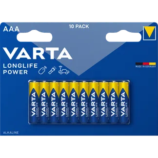 Micro-Batterie VARTA “Longlife Power“, Alkalinen 1,5V, Typ AAA, LR03, 10er-Blister Micro-Batterie VARTA “Longlife Power“, Alkalinen 1,5V, Typ AAA, LR03, 10er-Blister