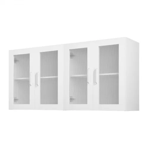 VEVOR Wandschrank für Waschküche, 2-stöckiger Wandhängeschrank mit verstellbarer Ablage, Küchenschrank mit 4 Türen, für Küche Bad Wäscherei, 122×30,x61 cm, 72,6 kg belastbarer Oberschrank VEVOR Wandschrank für Waschküche, 2-stöckiger Wandhängeschrank mit verstellbarer Ablage, Küchenschrank mit 4 Türen, für Küche Bad Wäscherei, 122×30,x61 cm, 72,6 kg belastbarer Oberschrank