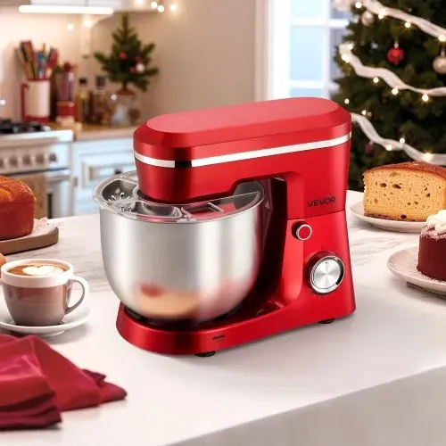 VEVOR Knetmaschine Küchenmaschine zum Backen, 1500 W Teigmaschine mit Edelstahlschüsseln (4,2 + 5,7 L) & Knethaken & Rührbesen & Schneebesen, 10-Gang einstellbare kippbare Rührmaschine Standmixer – Bild 7
