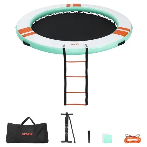 VEVOR Aufblasbares Schwimmdock, φ3,66 m, Schwimmplattform mit Rutschfester Oberfläche, Tragetasche & Abnehmbarer Leiter, Schwimmende Insel, Wasserplattform für Pool, Strand & Meer, Rund – Bild 8