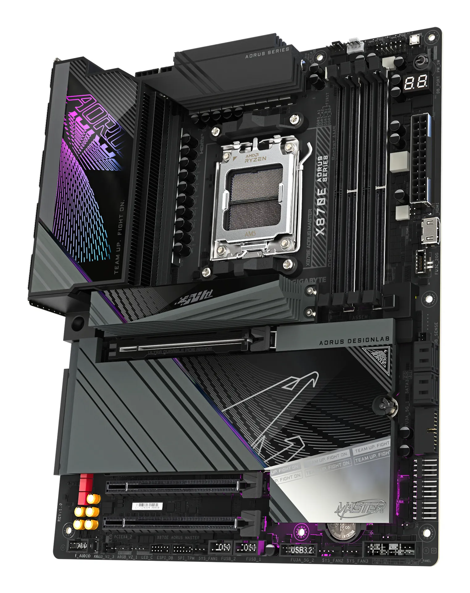 GIGABYTE X870E AORUS MASTER Mainboard - Unterstützt AMD Ryzen 9000 CPUs, 16+2+2 Phasen digitales VRM, bis zu 8600MHz DDR5 (OC), 3xPCIe 5.0 + 1xPCIe 4.0, Wi-Fi 7, 5GbE LAN, USB 4 – Bild 4