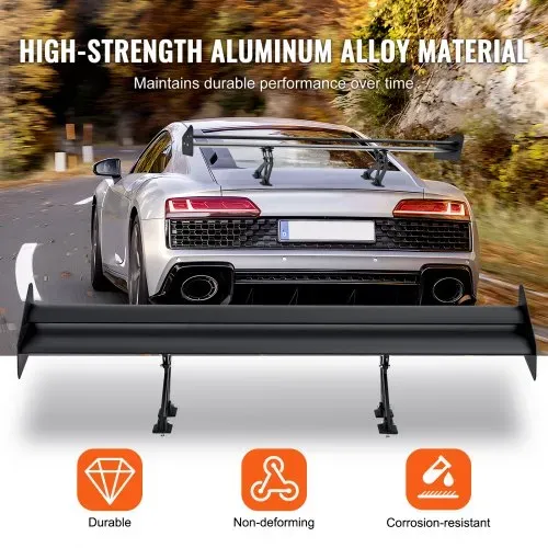 VEVOR GT Wing Autospoiler, 53,1 Zoll Universalspoiler mit Doppeldeck, verstellbares leichtes Aluminium, Auto Heckspoilerflügel, Racing Spoiler BGW/JDM Drift Schwarz – Bild 2