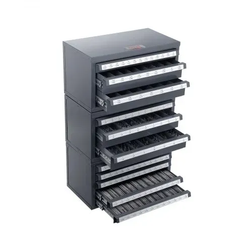 VEVOR Bohrer-Spenderschrank, 3-teilig, drei Schubladen für 1,6 mm bis 12,7 mm und Buchstabengrößen A bis Z, Bohrer-Organizer mit fünf Schubladen für Drahtstärken Nr. 1 bis Nr. 60, Stapelbarer Schrank – Bild 8