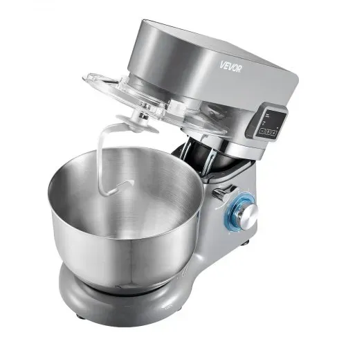 VEVOR Eismaschine Eiscrememaschine 1,7 L Standmixer 6-Gang mit LED-Digitalanzeige & Timer & Rührpaddel & Knethaken & Spritzschutz, für DIY Gefrorener Joghurt, Frucht-Gelato Sorbet Grau 1400 W – Bild 10