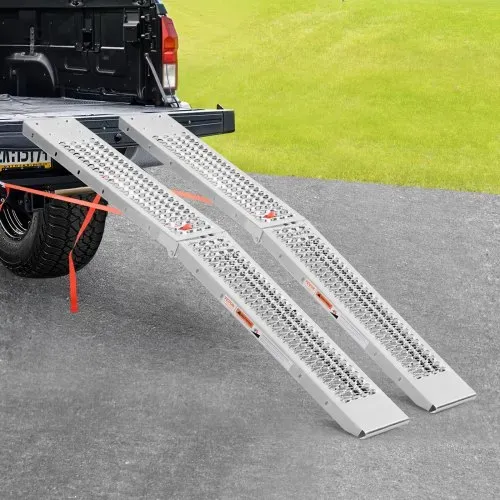 VEVOR Aluminium-Rampen 2-teilige Hochleistungsrampen Verladerrampe (453 kg belastbar) mit breiterer Rampenoberfläche, universelle stabile Laderampe mit Griffen, für ATV UTV Motorrad Elektrofahrrad – Bild 7