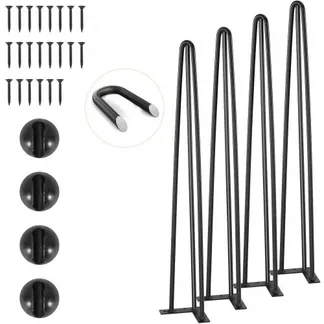 VEVOR 4er-Set Tischbeine Hairpin Tischkufen 710mm hoch 110x110mm Montageplatte Kohlenstoffstahl mattschwarze Pulverbeschichtung Tischfüße mit Gummifußpolster 408kg Tragfähigkeit VEVOR 4er-Set Tischbeine Hairpin Tischkufen 710mm hoch 110x110mm Montageplatte Kohlenstoffstahl mattschwarze Pulverbeschichtung Tischfüße mit Gummifußpolster 408kg Tragfähigkeit