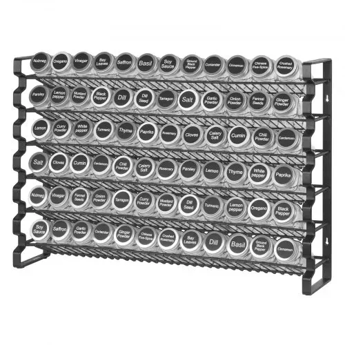 VEVOR 6-stöckiges Gewürzregal Gewürzhalter mit 72 leeren Gewürzgläser & Trichter-Komplettset & Gewürzetiketten, Gewürz-Organizer für Küchen Schrank Speisekammer (591 x 118 x 407 mm) – Bild 8