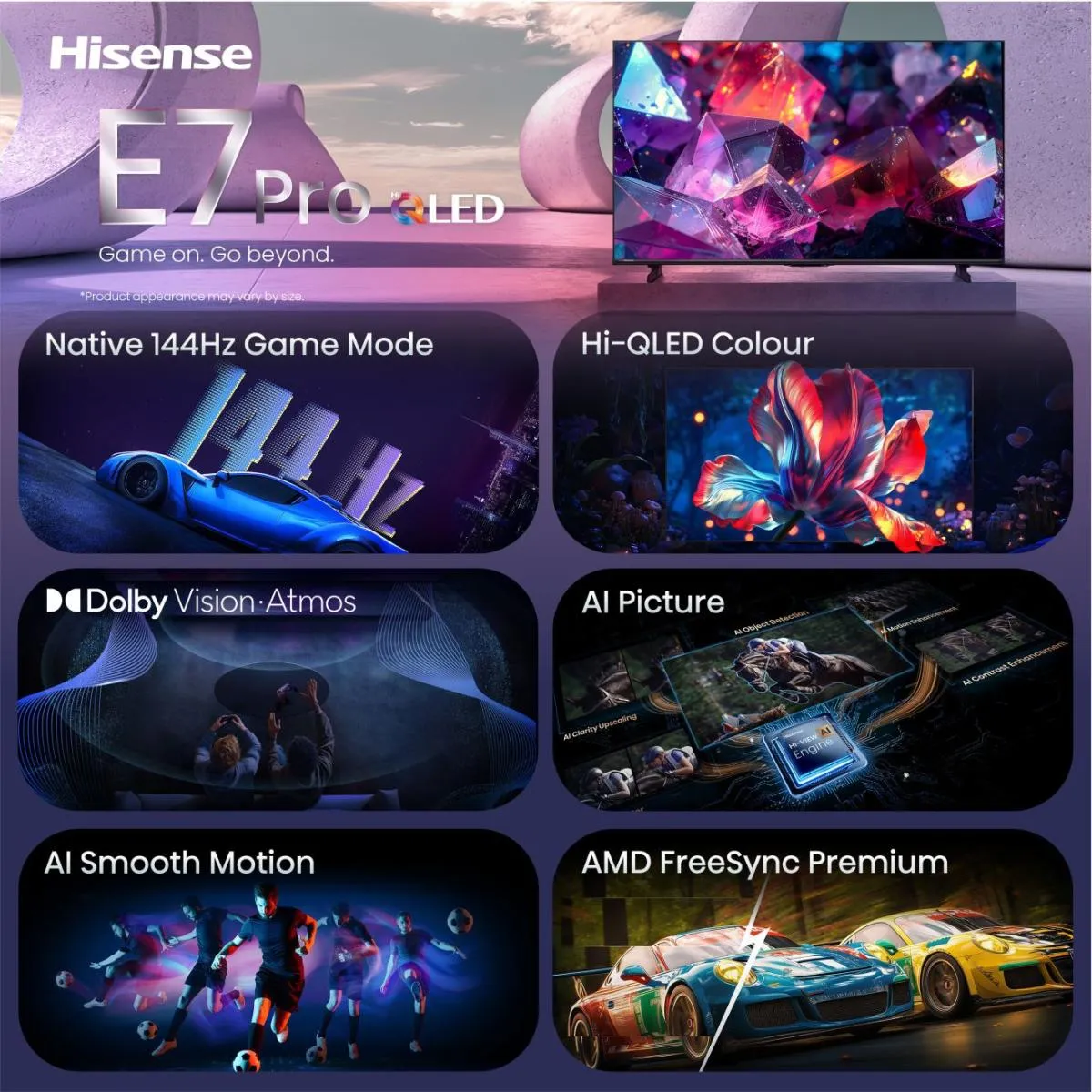 Hisense 65 '' E7S Pro | Hi-QLED Smart TV 4K 144 Hz – Bild 3