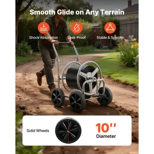 VEVOR Schlauchtrommelwagen 91m. Robuste Gartenwasserbepflanzung mit Korb – Bild 4