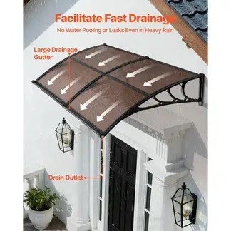 VEVOR Vordach für Haustür 965×1987 mm, Pultbogenvordach, Pultvordach mit Entwässerung & ABS-Halterung, Regen-, Schnee- & Sonnenschutz, Polycarbonat-Türüberdachung für Veranda & Terrasse, Braun VEVOR Vordach für Haustür 965×1987 mm, Pultbogenvordach, Pultvordach mit Entwässerung & ABS-Halterung, Regen-, Schnee- & Sonnenschutz, Polycarbonat-Türüberdachung für Veranda & Terrasse, Braun