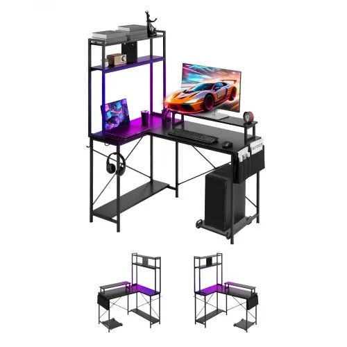 VEVOR Gaming Tisch L Form 1,2 m, Eck-Computertisch mit Monitorständer, Steckdosen, Verschiebbarem CPU-Ständer & Ablage, Eckschreibtisch 68 kg Tragfähigkeit, Gamertisch für Homeoffice VEVOR Gaming Tisch L Form 1,2 m, Eck-Computertisch mit Monitorständer, Steckdosen, Verschiebbarem CPU-Ständer & Ablage, Eckschreibtisch 68 kg Tragfähigkeit, Gamertisch für Homeoffice