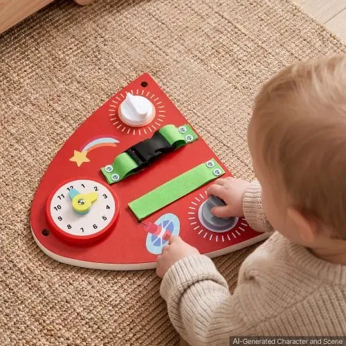 VEVOR Montessori Busy Board 13-in-1 Sensorisches Wandmotorikbrett Rakete, Motorikspielzeug zur Bildung & Frühe Entwicklung für Kita Heim, aus MDF-Platten, mit Xylophon Uhr Zahnrädern & Lernelementen – Bild 7