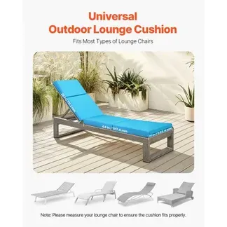 VEVOR Deckchair Auflagen, 1830x533x98 mm, Liegenauflagen für den Außenbereich, wasserabweisend & farbecht, Sonnenliegen-Kissen mit Bändern, dicke Terrassen-Liegepolster für Pooldeck, Meerblau VEVOR Deckchair Auflagen, 1830x533x98 mm, Liegenauflagen für den Außenbereich, wasserabweisend & farbecht, Sonnenliegen-Kissen mit Bändern, dicke Terrassen-Liegepolster für Pooldeck, Meerblau