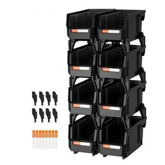 VEVOR Stapelboxen, 276x140x130 mm (8er-Pack), Sichtlagerboxen, Lagerboxen, Sichtlagerkasten zum Organisieren & Aufbewahren von Kleinteilen, Bürobedarf & anderem Zubehör, Schwarz VEVOR Stapelboxen, 276x140x130 mm (8er-Pack), Sichtlagerboxen, Lagerboxen, Sichtlagerkasten zum Organisieren & Aufbewahren von Kleinteilen, Bürobedarf & anderem Zubehör, Schwarz