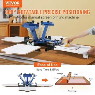 VEVOR 360° Drehbarer Siebdruck 54 x 45 cm Siebdruck-Ausrüstung T-Shirt Doppellagige Palettenpresse zur Positionierung, Blau VEVOR 360° Drehbarer Siebdruck 54 x 45 cm Siebdruck-Ausrüstung T-Shirt Doppellagige Palettenpresse zur Positionierung, Blau