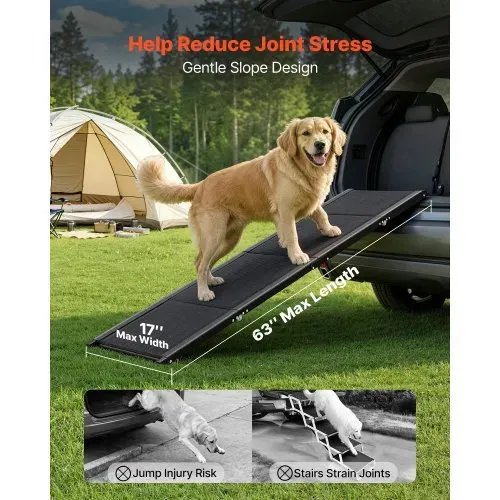VEVOR Hunderampe, 160 x 43,2 cm, faltbare Hundeautorampen für mittelgroße & große Hunde bis 113 kg, Hundetreppe mit rutschfester Oxford-Gewebeoberfläche, tragbare Einstiegshilfe für SUV & LKW – Bild 3