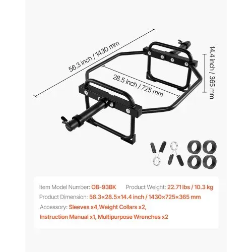 VEVOR Trap Bar Hexagon Hantelstange Langhantel 50 mm 240 kg Tragkraft, Gewichtheben und Krafttrainingsgerät, Heimfitnessstudio für Kniebeugen Kreuzheben Schulterdrücken, Schwarz – Bild 6