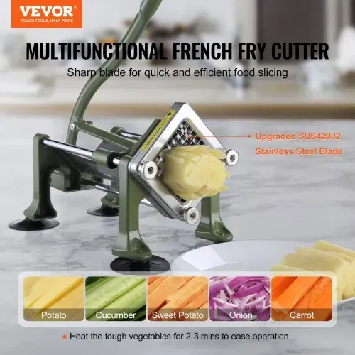 VEVOR Pommes-Frites-Schneider Kartoffelschneider mit 1/2 Zoll & 3/8-Zoll-Klinge aus Edelstahl, manueller Kartoffelschneider & Zerkleinerer mit Saugnäpfen, ideal für Kartoffeln Pommes Frites Gemüse VEVOR Pommes-Frites-Schneider Kartoffelschneider mit 1/2 Zoll & 3/8-Zoll-Klinge aus Edelstahl, manueller Kartoffelschneider & Zerkleinerer mit Saugnäpfen, ideal für Kartoffeln Pommes Frites Gemüse