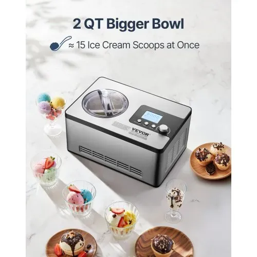 VEVOR Kompressor Eismaschine Eiscrememaschine 2 L, 180 W Frozen Joghurtbereiter Speiseeismaschine 3 Modi Joghurtmaschine Haushalt, Tragbare Eismaschine Sorbet Gelato Geräuscharm Silber Elektrisch VEVOR Kompressor Eismaschine Eiscrememaschine 2 L, 180 W Frozen Joghurtbereiter Speiseeismaschine 3 Modi Joghurtmaschine Haushalt, Tragbare Eismaschine Sorbet Gelato Geräuscharm Silber Elektrisch