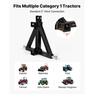 VEVOR 3-Punkt-Anhängerkupplung mit 2 Zoll-Aufnahme, Dreipunkt-Schnellkupplung, Traktor-Zugstangenadapter, kompatibel mit Traktoren der Kategorie 1, Passt auf Verschiedene Kompakttraktoren, Schwarz VEVOR 3-Punkt-Anhängerkupplung mit 2 Zoll-Aufnahme, Dreipunkt-Schnellkupplung, Traktor-Zugstangenadapter, kompatibel mit Traktoren der Kategorie 1, Passt auf Verschiedene Kompakttraktoren, Schwarz