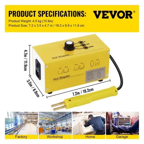 VEVOR Heftklammern Heißhefter Kun 220 V, Pistole Kit für Kunsts, Pistole Kit für Kunststoff Reparatur Schweißer Stoßstange mit 600 Heftklammern für industrielle Anwendungen – Bild 6