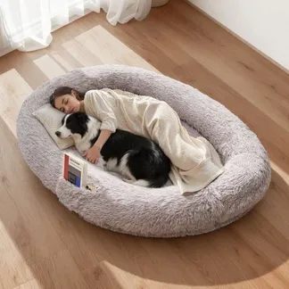 VEVOR Hundebett für Menschen, 1710x1000x240 mm, Memory-Schaum-Hundebett in Menschengröße, mit Seitentasche, Griff & Reißverschluss, abnehmbarer, maschinenwaschbarer Bezug, Hochflor, Grau VEVOR Hundebett für Menschen, 1710x1000x240 mm, Memory-Schaum-Hundebett in Menschengröße, mit Seitentasche, Griff & Reißverschluss, abnehmbarer, maschinenwaschbarer Bezug, Hochflor, Grau