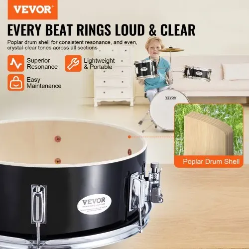 VEVOR Schlagzeugset, 3-teilig, Drum-Set mit verstellbarem Thron-Becken-Pedal, zwei Paar Drumsticks, ca. 20 cm Tom Drum, ca. 25 cm Snare Drum, ca. 36 cm Bass Drum, Schlagzeugset für Kinder, schwarz VEVOR Schlagzeugset, 3-teilig, Drum-Set mit verstellbarem Thron-Becken-Pedal, zwei Paar Drumsticks, ca. 20 cm Tom Drum, ca. 25 cm Snare Drum, ca. 36 cm Bass Drum, Schlagzeugset für Kinder, schwarz