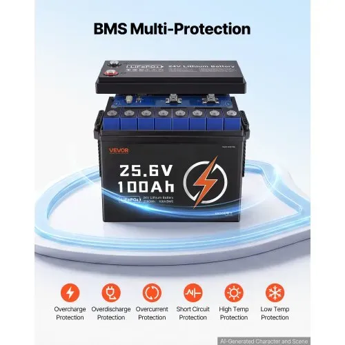 VEVOR LiFePO4 Batterie 24 V 100 Ah 100 A Lithiumbatterie für Elektromotoren Wohnmobile Campingwagen Solaranlagen und Elektromotoren, mit Niedertemperaturschutz Tragbarem Design und Leichtbauweise – Bild 4
