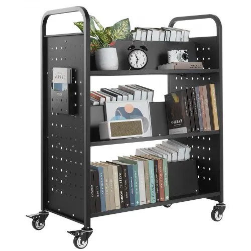 VEVOR Bücherwagen, 159 kg Tragkraft, Bibliothekswagen, 970x515x1225 mm, doppelseitiges W-förmiges Bücherregal mit Doppelbremsrollen, Abräumwagen für Wohnzimmer, Büro, Schule, Schwarz VEVOR Bücherwagen, 159 kg Tragkraft, Bibliothekswagen, 970x515x1225 mm, doppelseitiges W-förmiges Bücherregal mit Doppelbremsrollen, Abräumwagen für Wohnzimmer, Büro, Schule, Schwarz